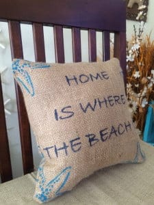 Burlap Beach Throw Pillow