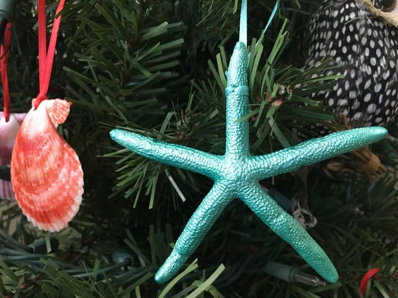 Metallic Turquoise Finger Starfish Ornaments - Image 2