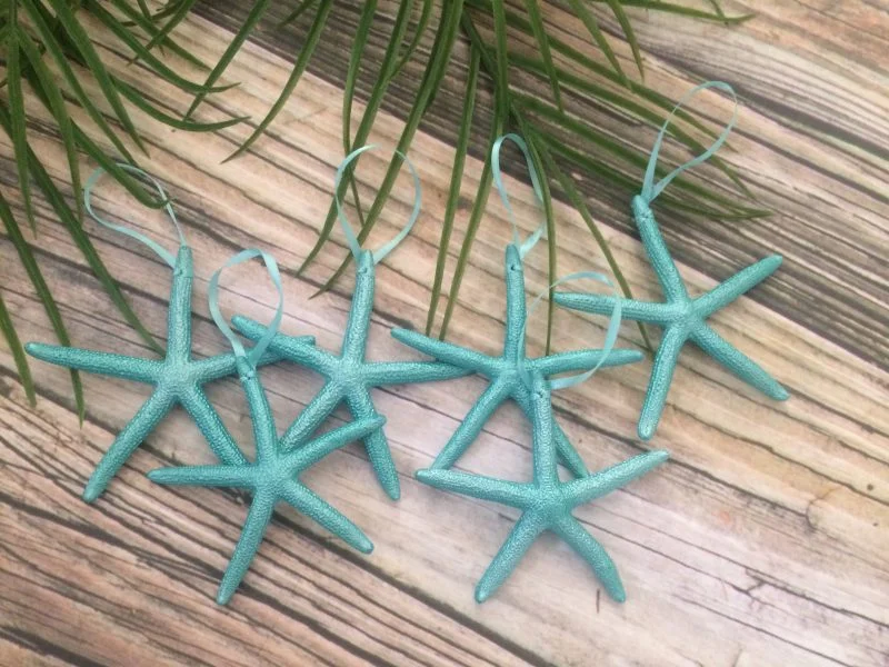 Metallic Turquoise Finger Starfish Ornaments - Image 8