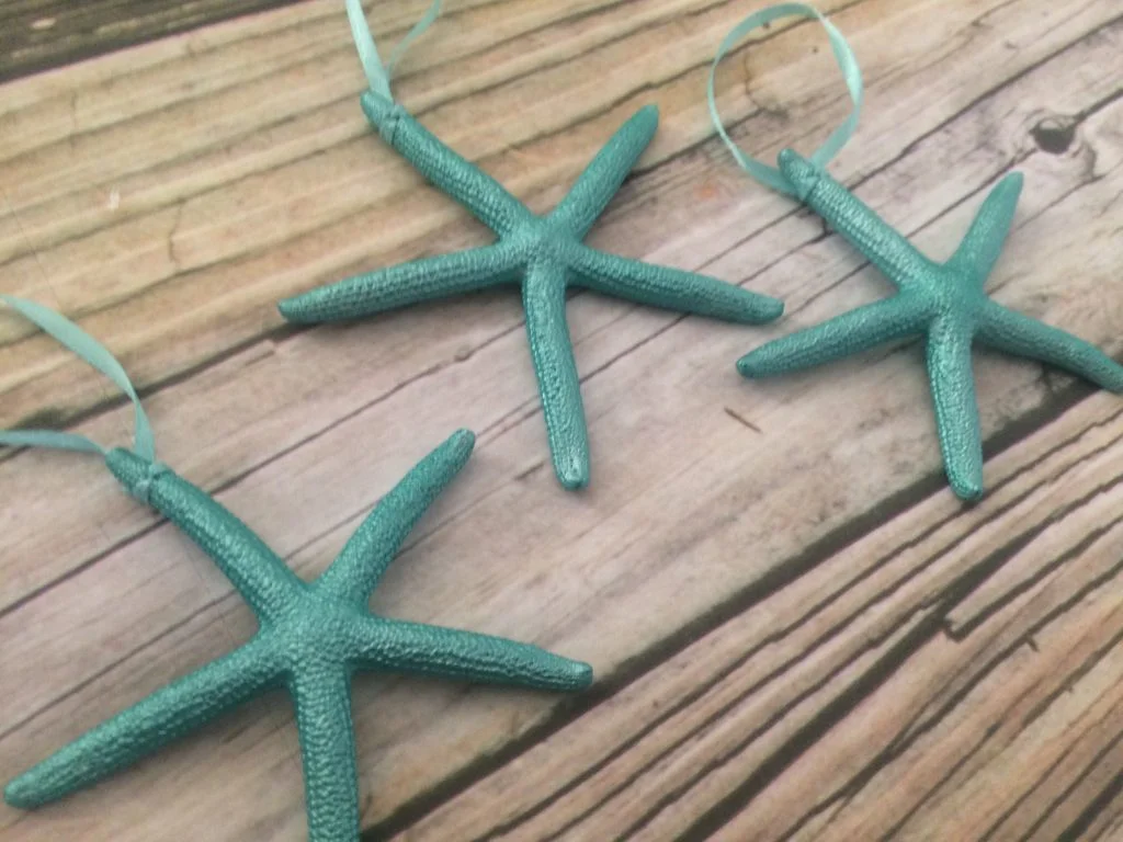 Metallic Turquoise Finger Starfish Ornaments - Image 7