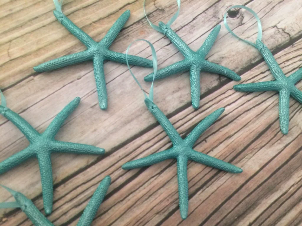 Metallic Turquoise Finger Starfish Ornaments - Image 4