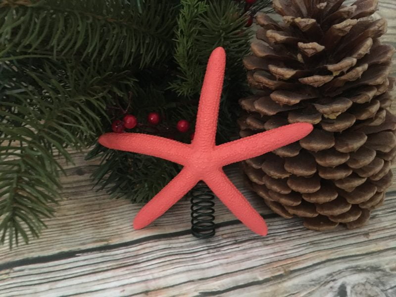 Coral Color Starfish Christmas Tree Topper