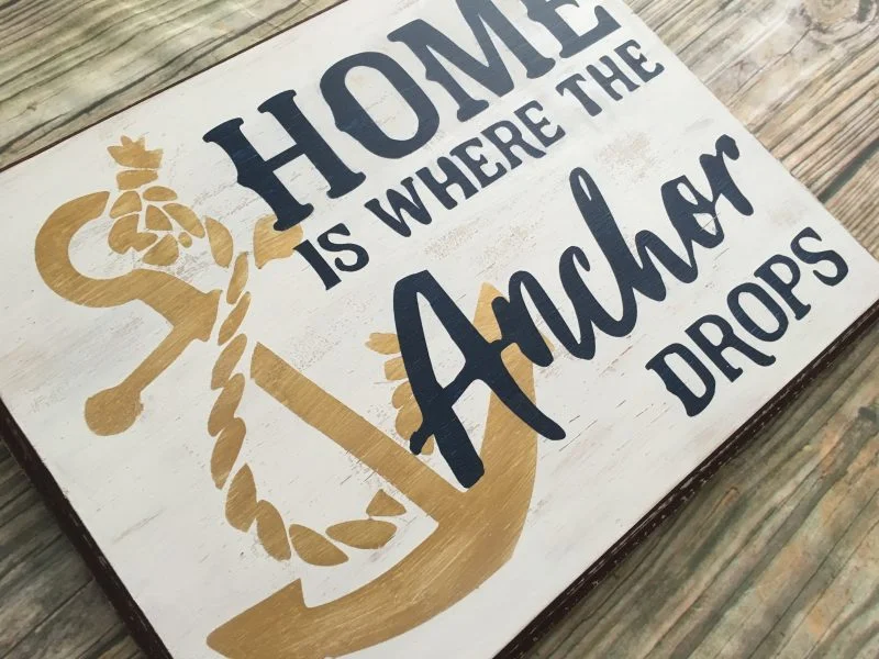 Home is Where the Anchor Drops Nautical Wood Sign - Image 5