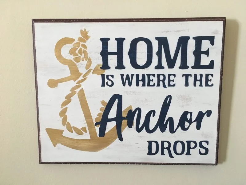 Home is Where the Anchor Drops Nautical Wood Sign - Image 3