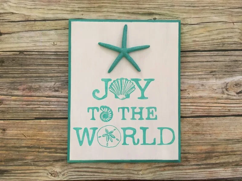 Joy to the world seashell beach Christmas Sign 4