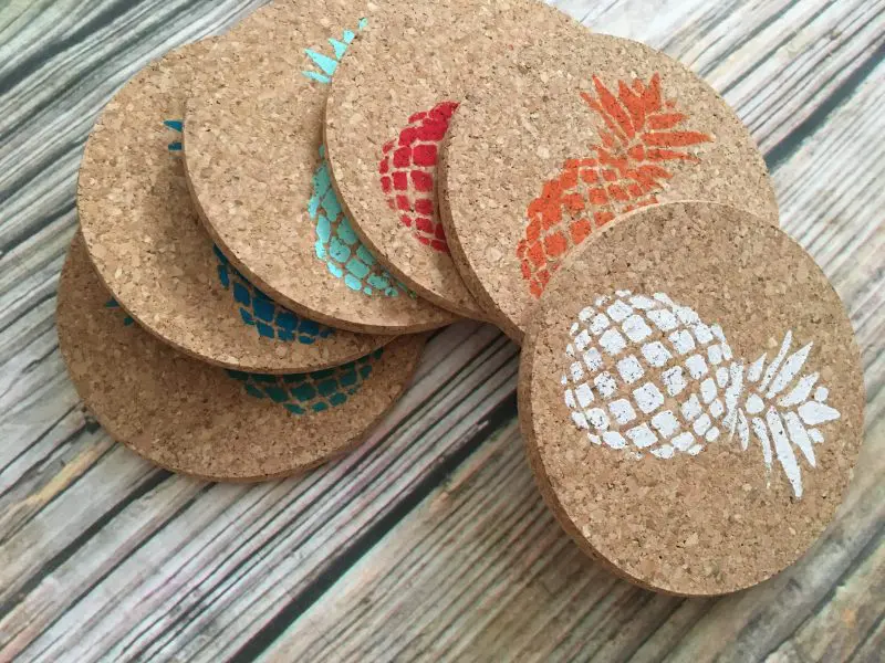 Colorful Pineapple Cork Drink Coasters, 6 - Image 2