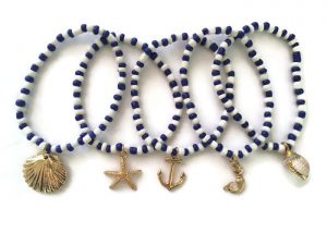 Nautical Beach theme and seashell beaded bracelet set