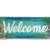 Tropical Welcome Sign with Colorful Hibiscus Flowers