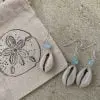 Cowrie Necklace and Earring Set with Turquoise Bead