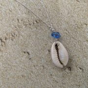 Cowrie Necklace with Blue Turquoise Bead 1