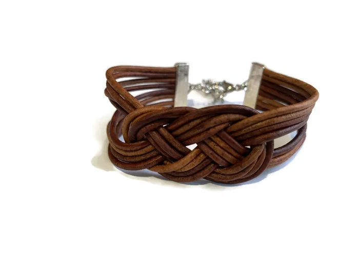 Leather Nautical Double Sailor's Knot Bracelet - Image 3