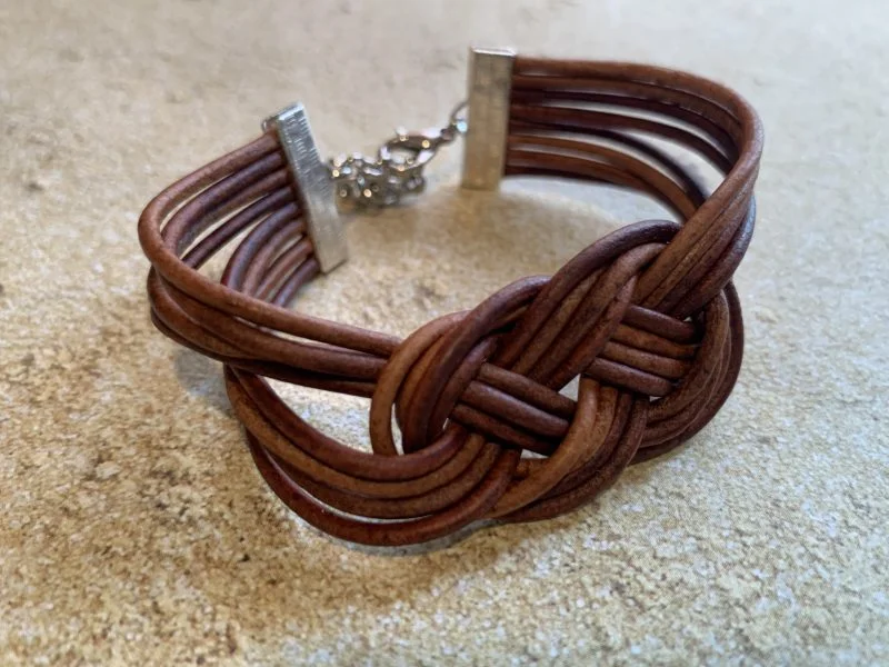 Leather Nautical Double Sailor's Knot Bracelet - Image 6