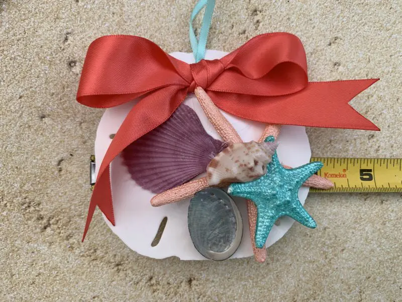 Unique Mermaid Sand Dollar and Seashell Christmas Tree Ornament with Coral Bow - Image 9