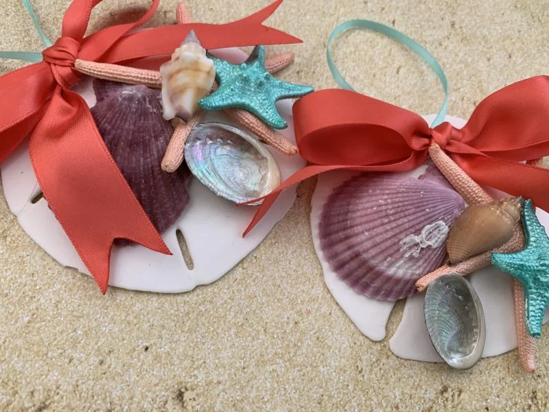 Unique Mermaid Sand Dollar and Seashell Christmas Tree Ornament with Coral Bow - Image 8