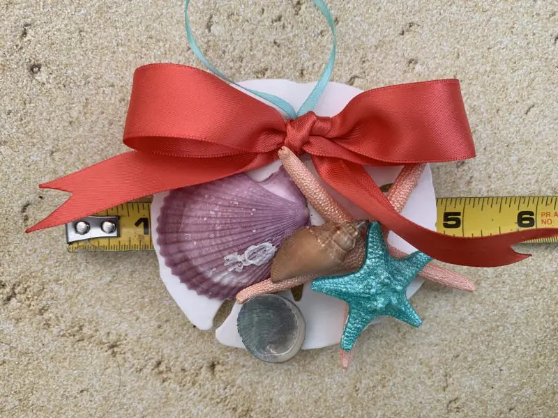 Unique Mermaid Sand Dollar and Seashell Christmas Tree Ornament with Coral Bow - Image 5