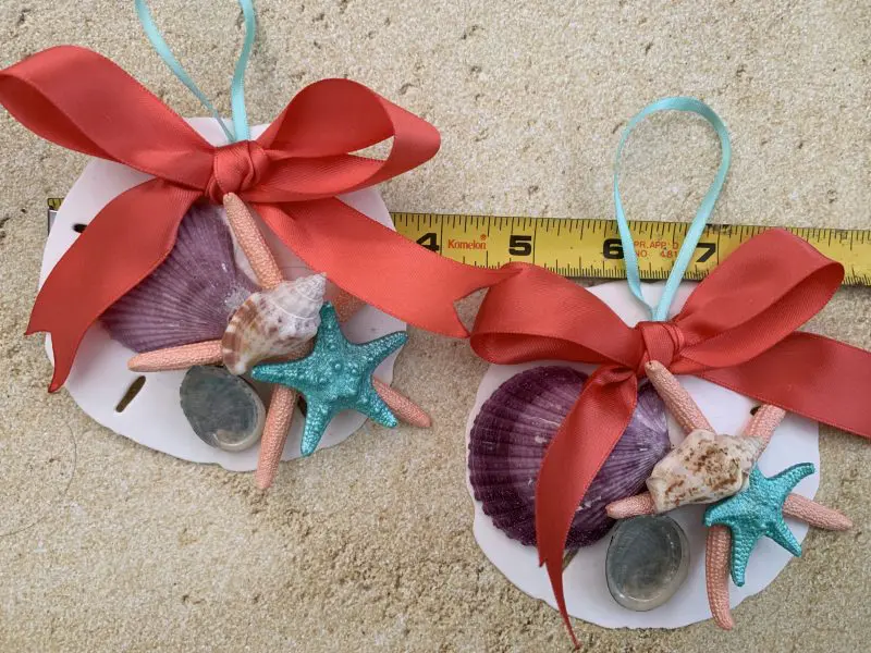 Unique Mermaid Sand Dollar and Seashell Christmas Tree Ornament with Coral Bow - Image 7
