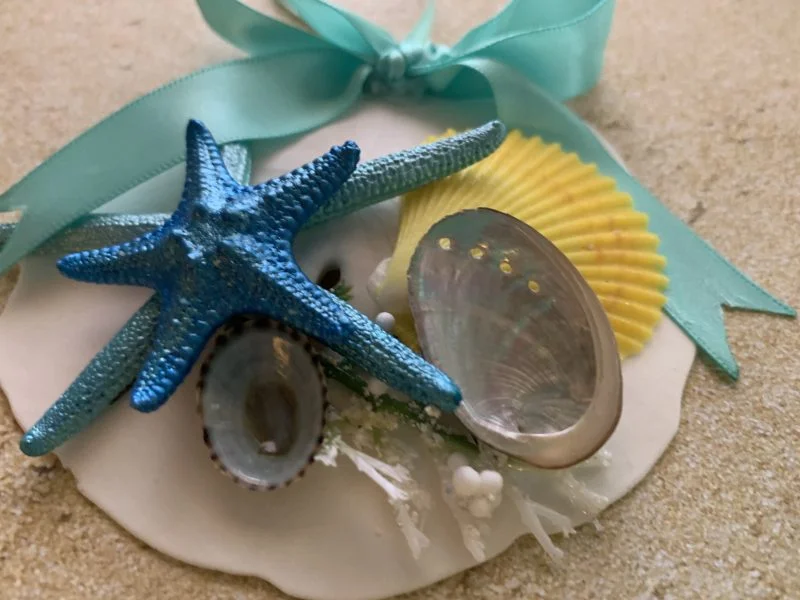 Unique Sand Dollar Christmas Tree Ornament with Turquoise Ribbon and Seashells - Image 10