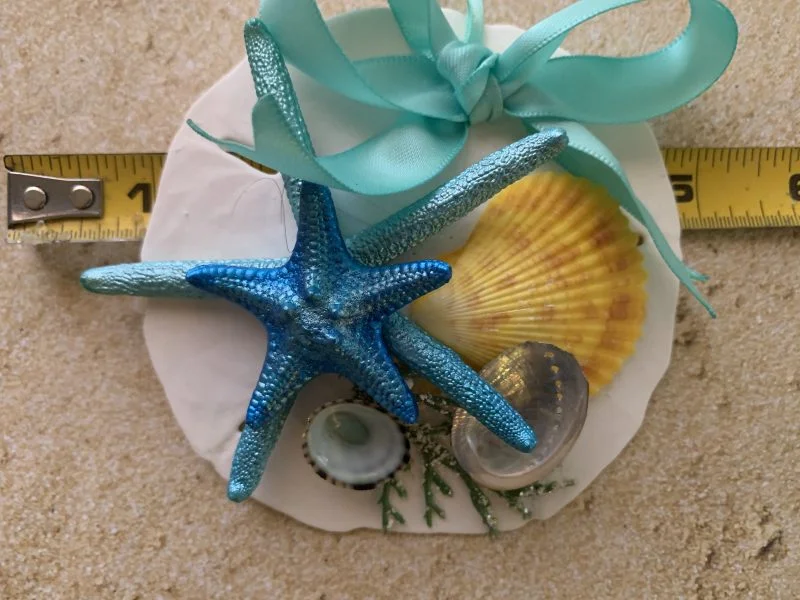 Unique Sand Dollar Christmas Tree Ornament with Turquoise Ribbon and Seashells - Image 3
