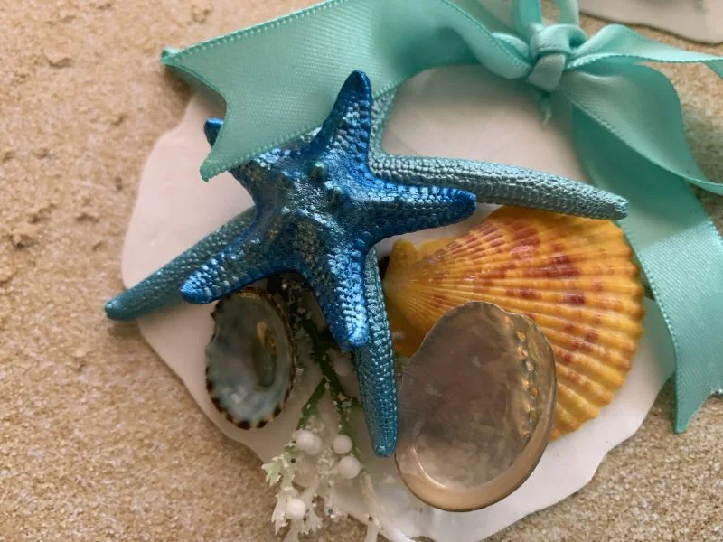 Unique Sand Dollar Christmas Tree Ornament with Turquoise Ribbon and Seashells - Image 13