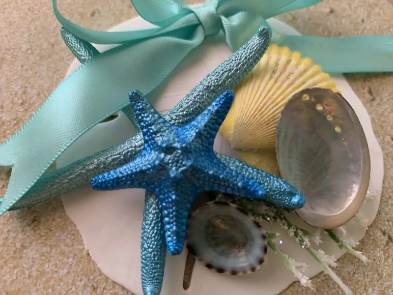 Unique Sand Dollar Christmas Tree Ornament with Turquoise Ribbon and Seashells - Image 9
