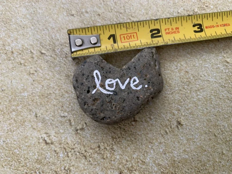 Hand Written Love on Perfect Small Unique Brown Heart Shaped Beach Stone - Image 3