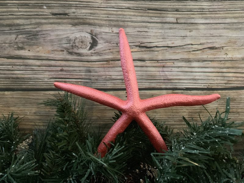 Caribbean Metallic Coral Finger Starfish Tree Topper, Shimmering Rose Coral  Christmas Topper