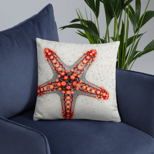 Colorful Starfish Beach Theme Basic Pillow - Sea 2 Land Designs