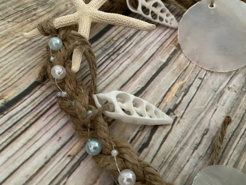 White Seashell and Starfish Coastal Garland, 6 foot length - Image 14
