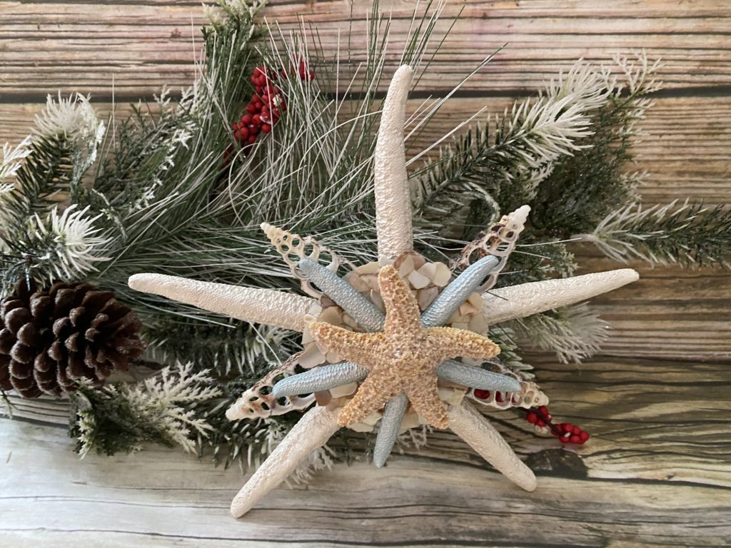 Tropical Large Starfish Tree Topper with Crushed Seashells Christmas Tree Topper - Image 5