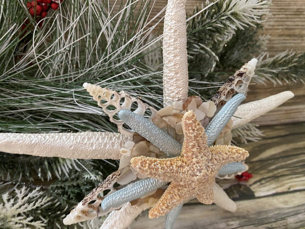 Tropical Large Starfish Tree Topper with Crushed Seashells Christmas Tree Topper - Image 3