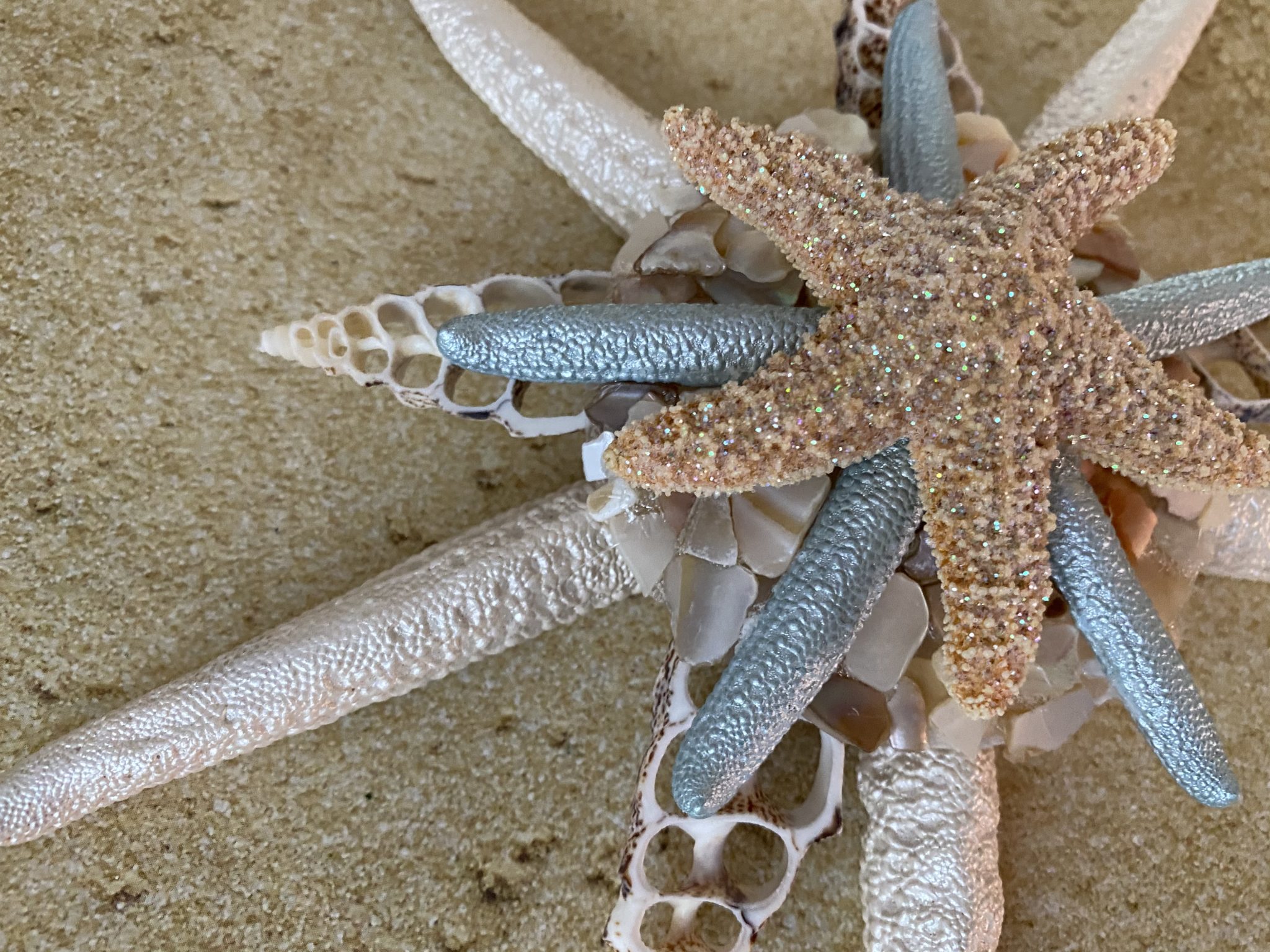 Tropical Large Starfish Tree Topper with Crushed Seashells Christmas