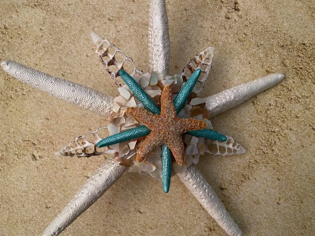 Tropical Large Starfish Tree Topper with Crushed Seashells Christmas Tree Topper - Image 7