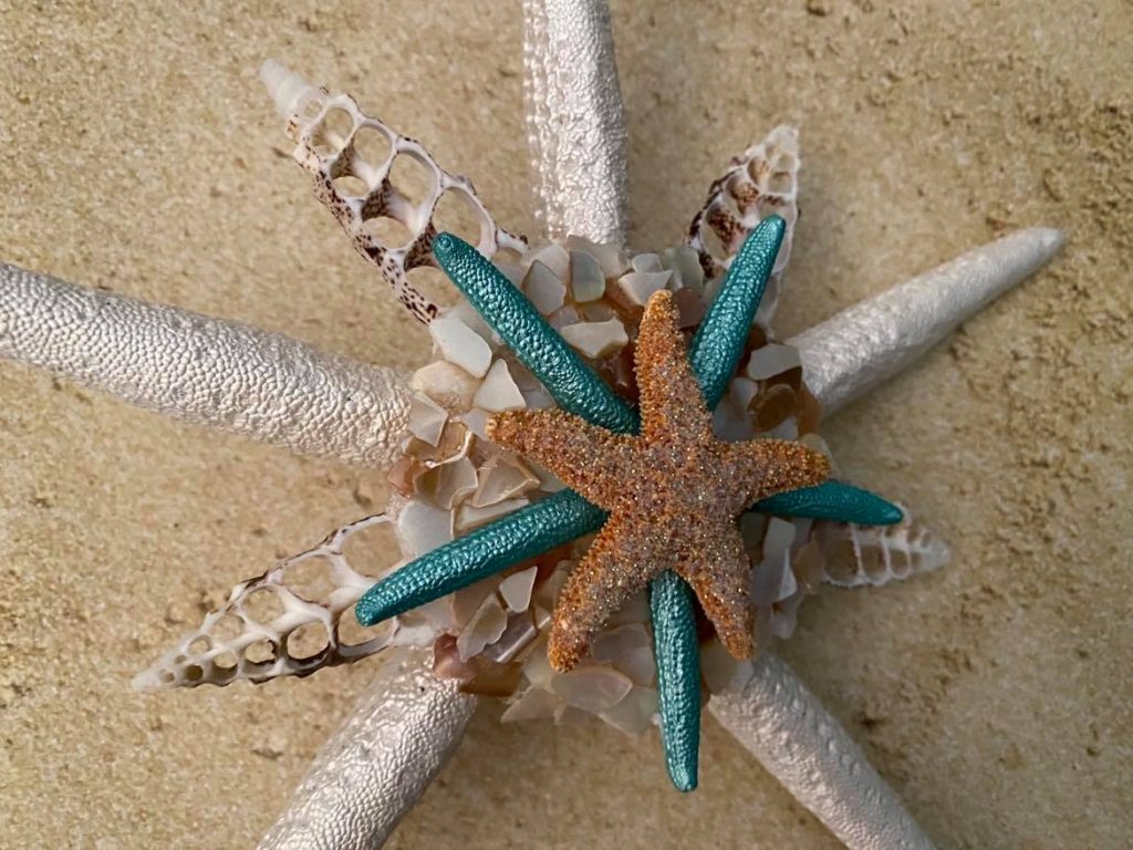 Tropical Large Starfish Tree Topper with Crushed Seashells Christmas Tree Topper - Image 6