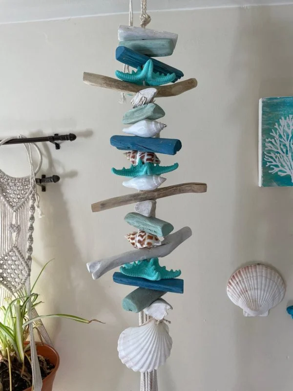 Coastal Colorful Driftwood Wind Chime - Image 3