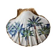 palm tree trinket dish with gold edging