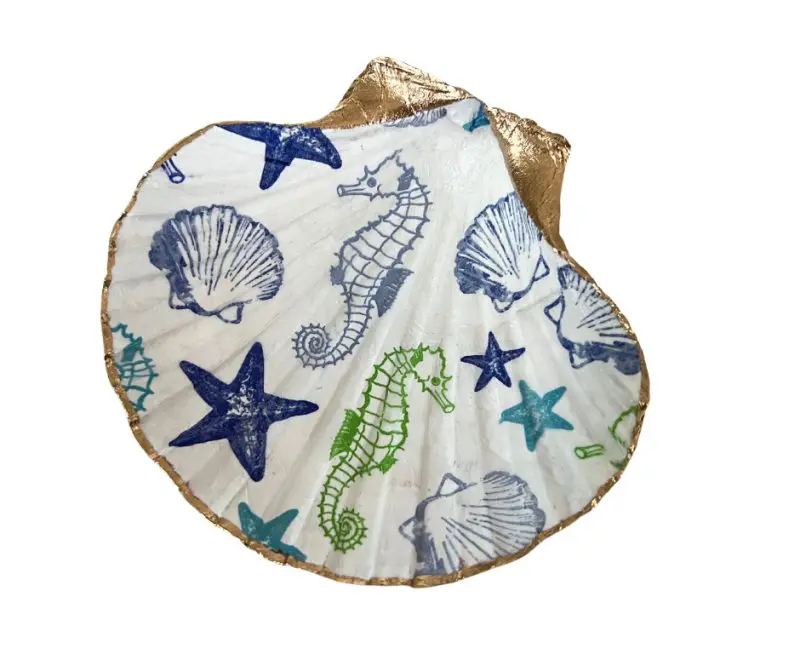 sea creatures 2 dish with gold edging