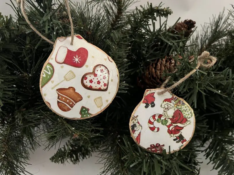 Santa Cookie Shell Ornaments