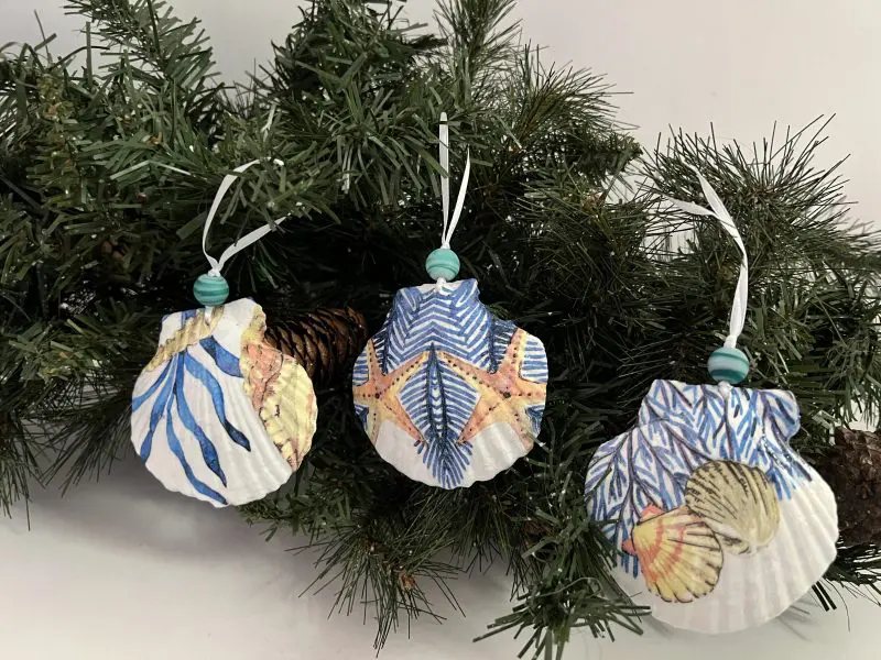 Coral and Starfish Seashell Ornaments