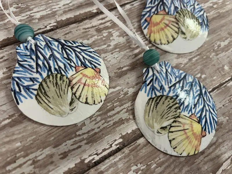 Seashell and Coral Christmas Ornaments Set of  3 - Image 3