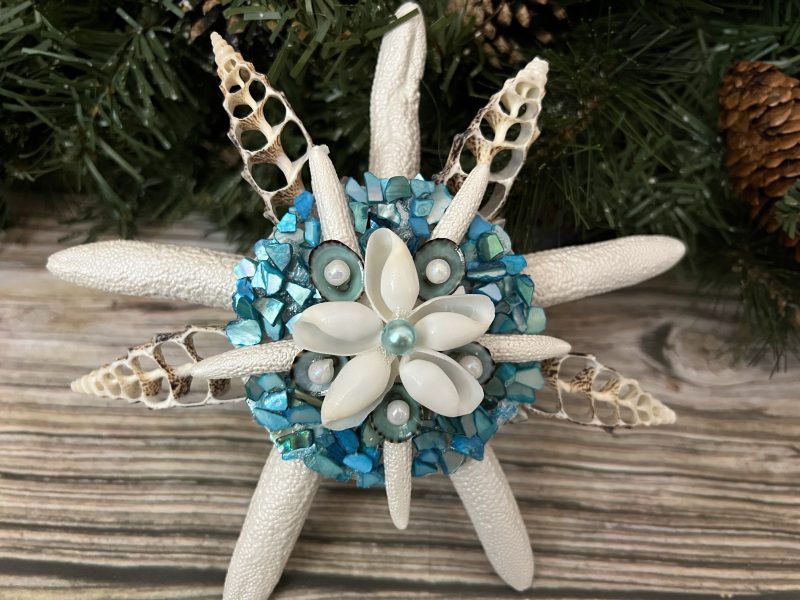 7 inch Pearl Crushed Shell Christmas Tree Topper with White Seashell ...