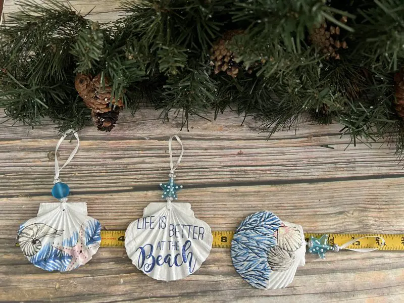 Coastal Life is Better at the Beach Seashell Christmas Tree Ornaments, Set of 3 - Image 2