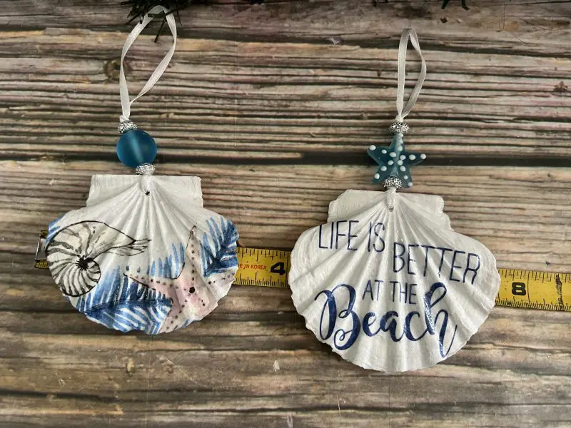 Coastal Life is Better at the Beach Seashell Christmas Tree Ornaments, Set of 3 - Image 6