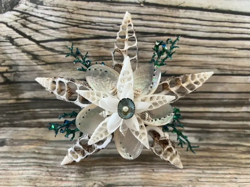 Miniature Coastal Cut Seashell Christmas Tree Topper - Image 2