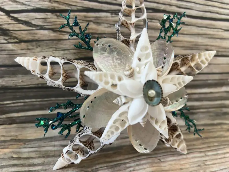 Miniature Coastal Cut Seashell Christmas Tree Topper - Image 3